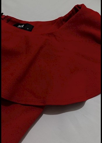 Kırmızı Fırfırlı Midi Elbise - Görsel 4