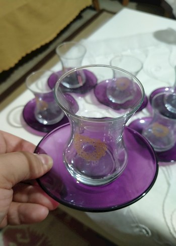 Güral Porselen altın yaldızlı Cam Çay Bardak Seti