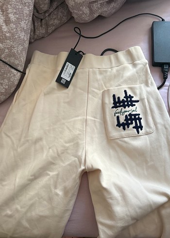 Beyaz - BEJ Kapüşonlu ithal Kadın Sweatshirt alt üst takım - Görsel 3