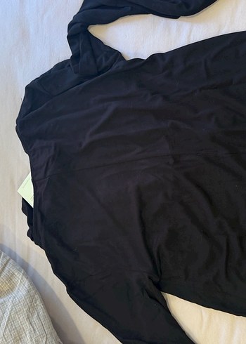 Siyah V Yaka Uzun Kollu İthal A kalite Kadın Bluz - Görsel 3