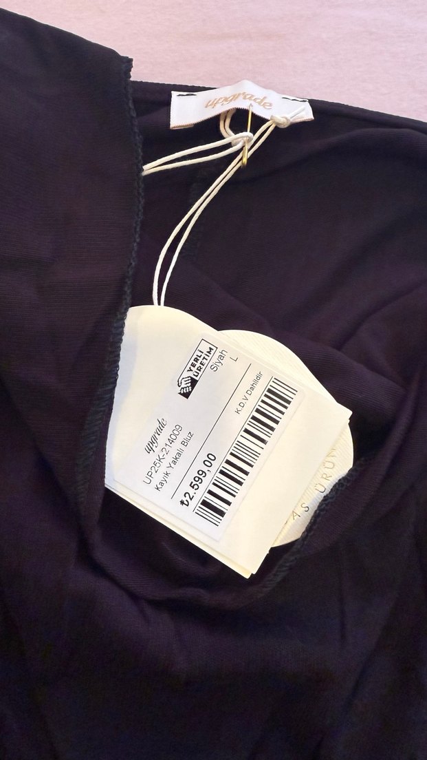 Siyah V Yaka Uzun Kollu İthal A kalite Kadın Bluz - Görsel 2