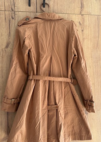Kahve - taba camel rengi Kadın Süet Midi Trençkot - Görsel 4