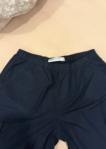 Koton siyah - koyu lacivert kadın paraşüt kumaş pantolon düşük - Görsel 2