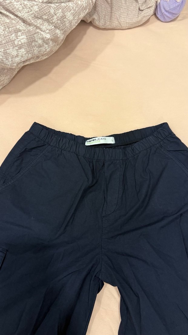 Koton siyah - koyu lacivert kadın paraşüt kumaş pantolon düşük - Görsel 2