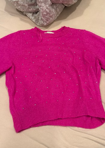 Pembe küçük taş detaylı LCW Örgü Kadın Kazak - Görsel 3