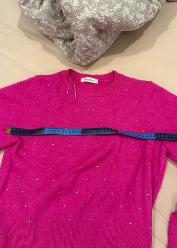 Pembe küçük taş detaylı LCW Örgü Kadın Kazak - Görsel 4