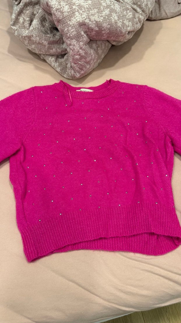 Pembe küçük taş detaylı LCW Örgü Kadın Kazak - Görsel 3