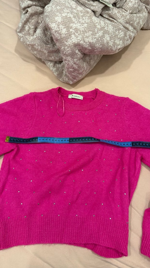 Pembe küçük taş detaylı LCW Örgü Kadın Kazak - Görsel 4