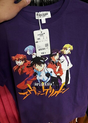 s Beden mor Renk Neon Genesis Evangelion Animesi Tişörtü