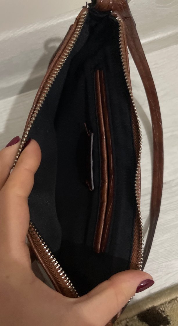 Kahverengi Deri Yılan Desenli Kadın Çanta - Görsel 2