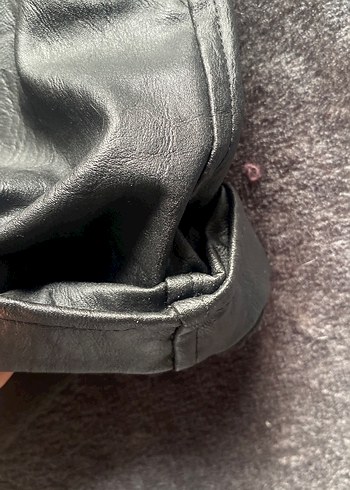 Kadın Gri Deri Mini Şort Tokalı - Görsel 3