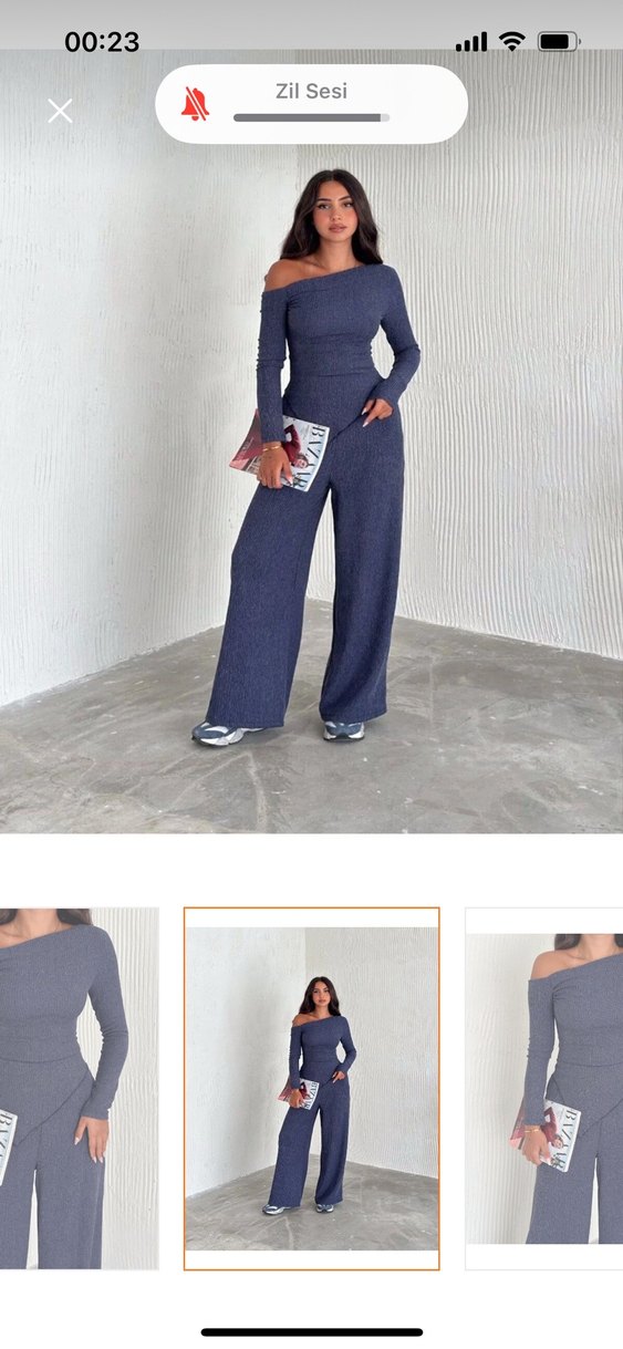 V Yaka Uzun Kollu Triko Kadın Tulum - Görsel 2