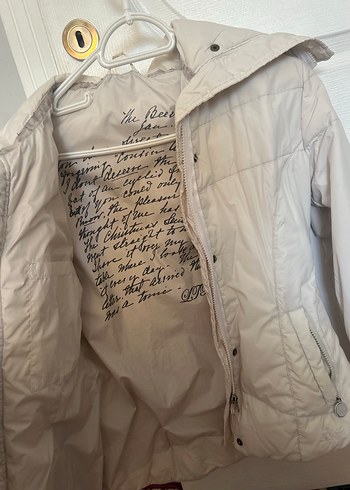 Beyaz Midi Kadın Mont Yüksek Yakalı Fermuarlı - Görsel 2