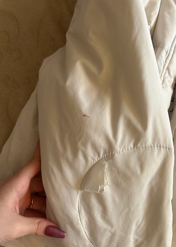 Beyaz Midi Kadın Mont Yüksek Yakalı Fermuarlı - Görsel 7