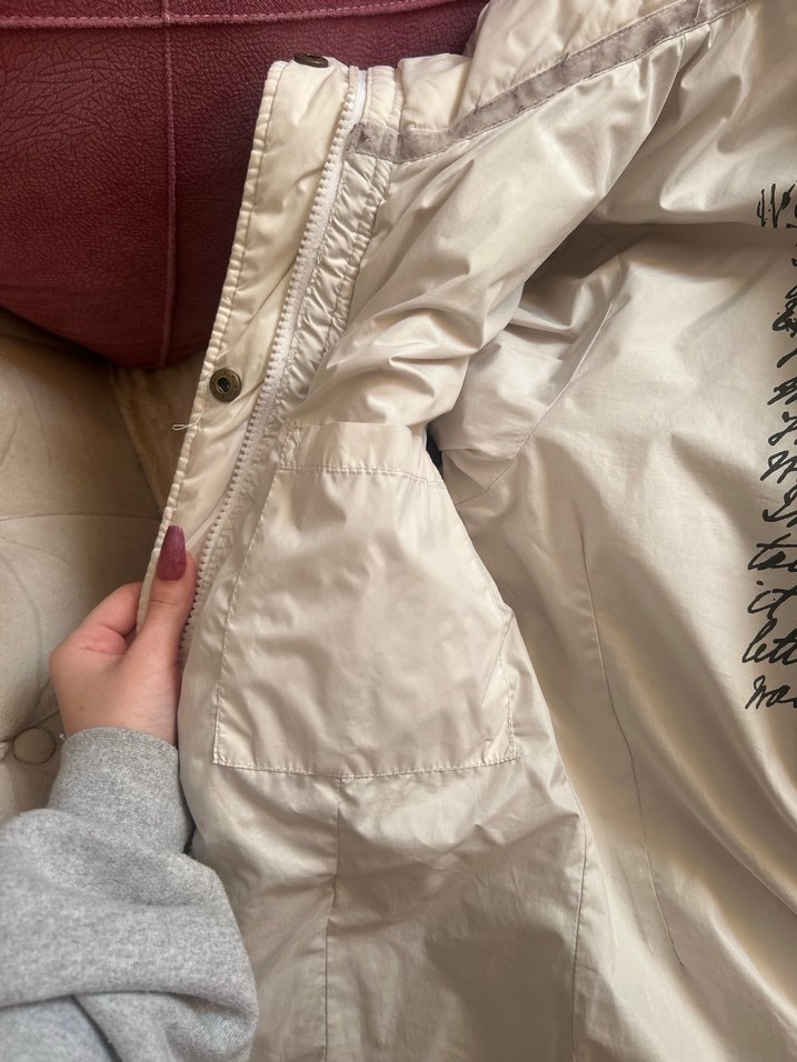 Beyaz Midi Kadın Mont Yüksek Yakalı Fermuarlı - Görsel 5