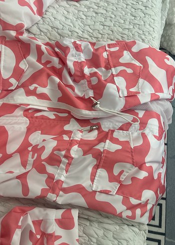 Pembe Kamuflaj Desenli uzun trenckot yagmurluk - Görsel 6