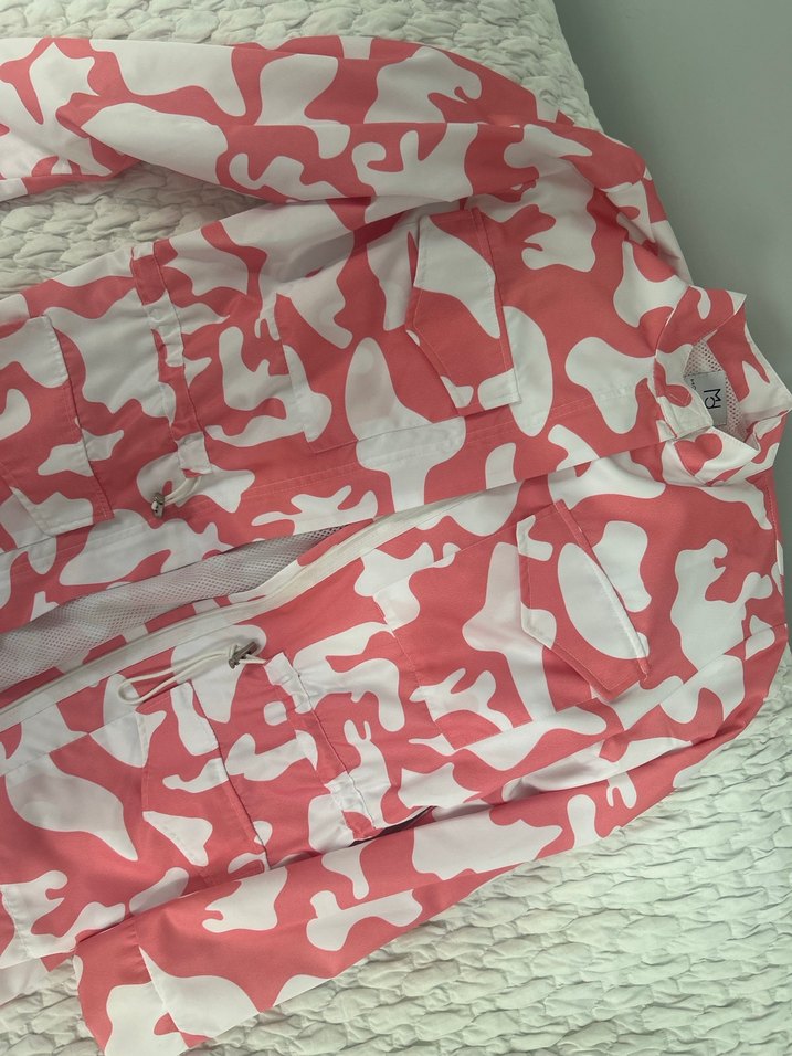 Pembe Kamuflaj Desenli uzun trenckot yagmurluk - Görsel 3