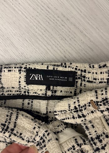 Zara Düğmeli Ekose Desenli Kadın Kumaş Pantolon