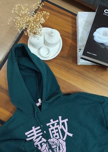 m Beden yeşil Renk Yeşil Baskılı Kadın Sweatshirt