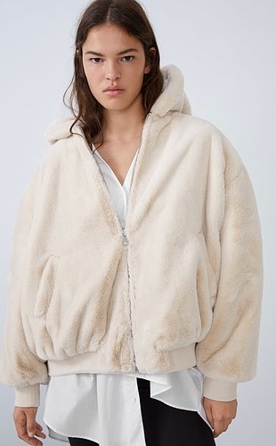 Zara çift taraflı bomber krem