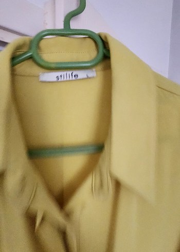 yağ yeşili uzun Kadın Gömlek tunik - Görsel 2