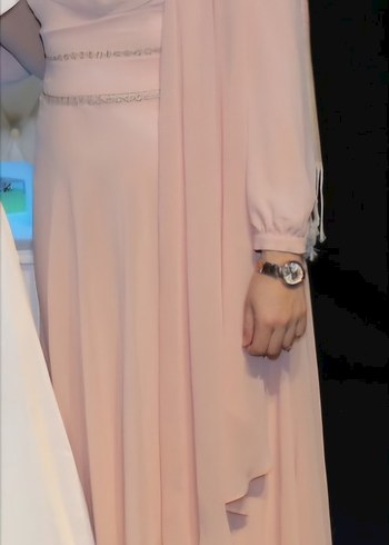 Pembe Uzun Kollu Drapeli Kadın Elbise - Görsel 8