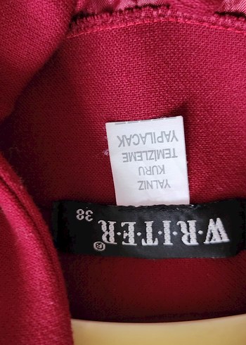 Bordo Düğmeli Midi Ceket - Görsel 5