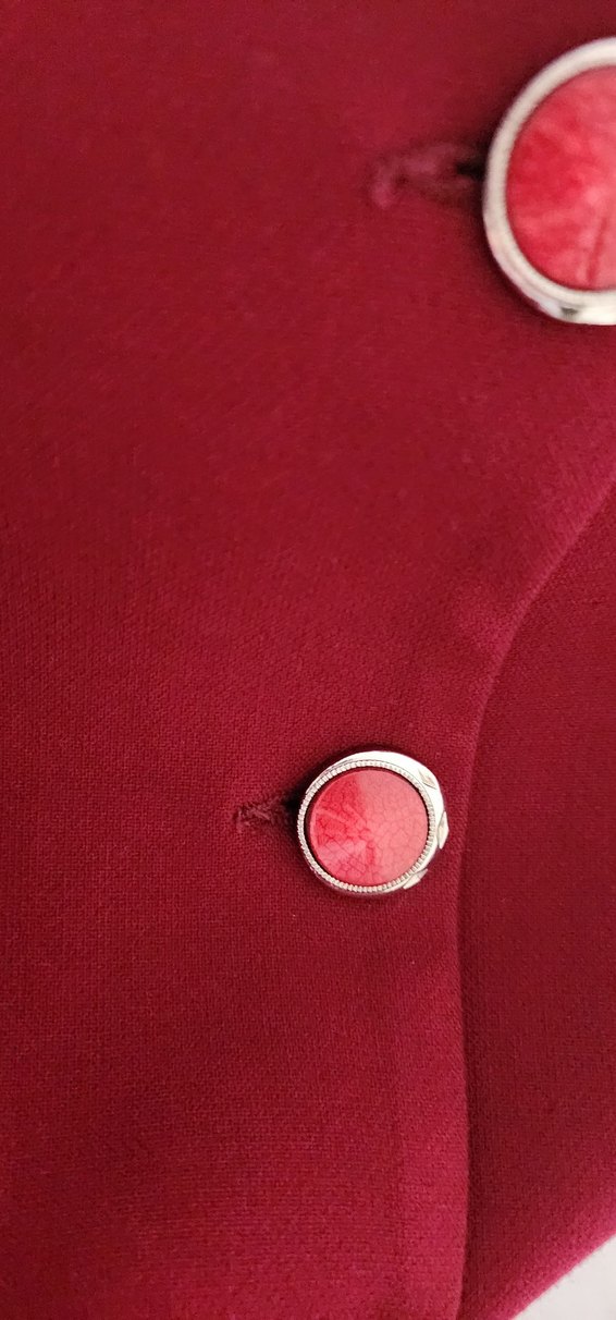 Bordo Düğmeli Midi Ceket - Görsel 3