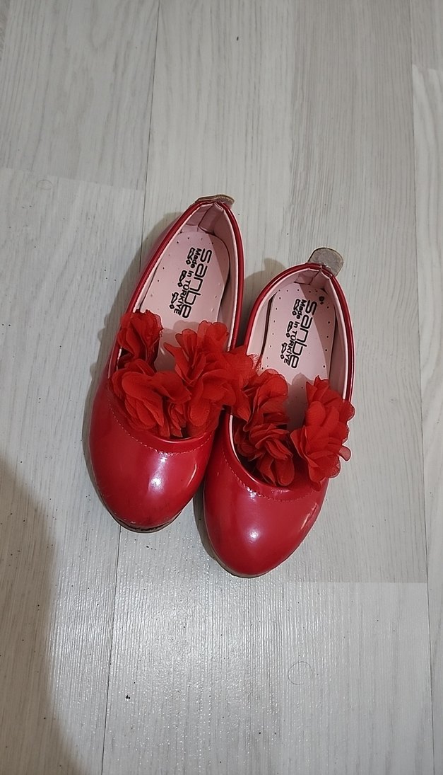 Kız Çocuk Kırmızı Fırfırlı Babet Ayakkabı - Görsel 3