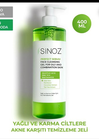 Sinoz Yağlı ve Karma Ciltler için Akne Karşıtı Temizleme Jeli