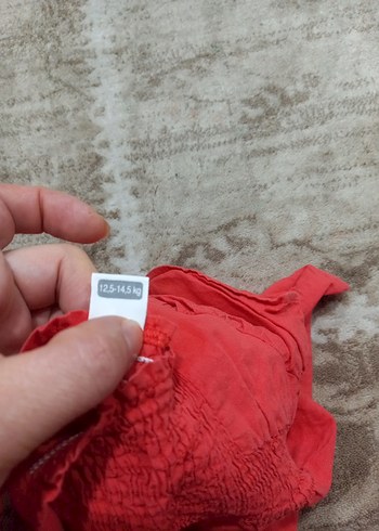 24-36 Ay Beden kırmızı Renk Kız Çocuk Kırmızı Fırfırlı V Yaka Elbise