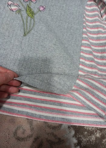 Gri Nakışlı Bohem Kız Triko Gömlek - Görsel 2