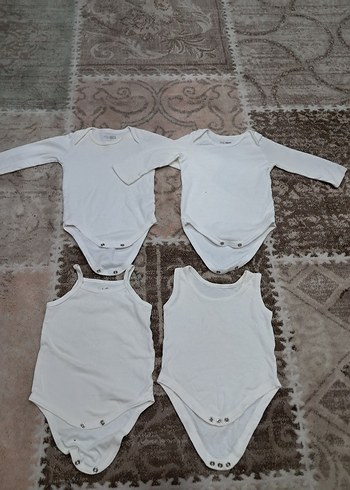 Beyaz Bebek Uzun Kollu ve Askılı Atlet Seti - Görsel 2