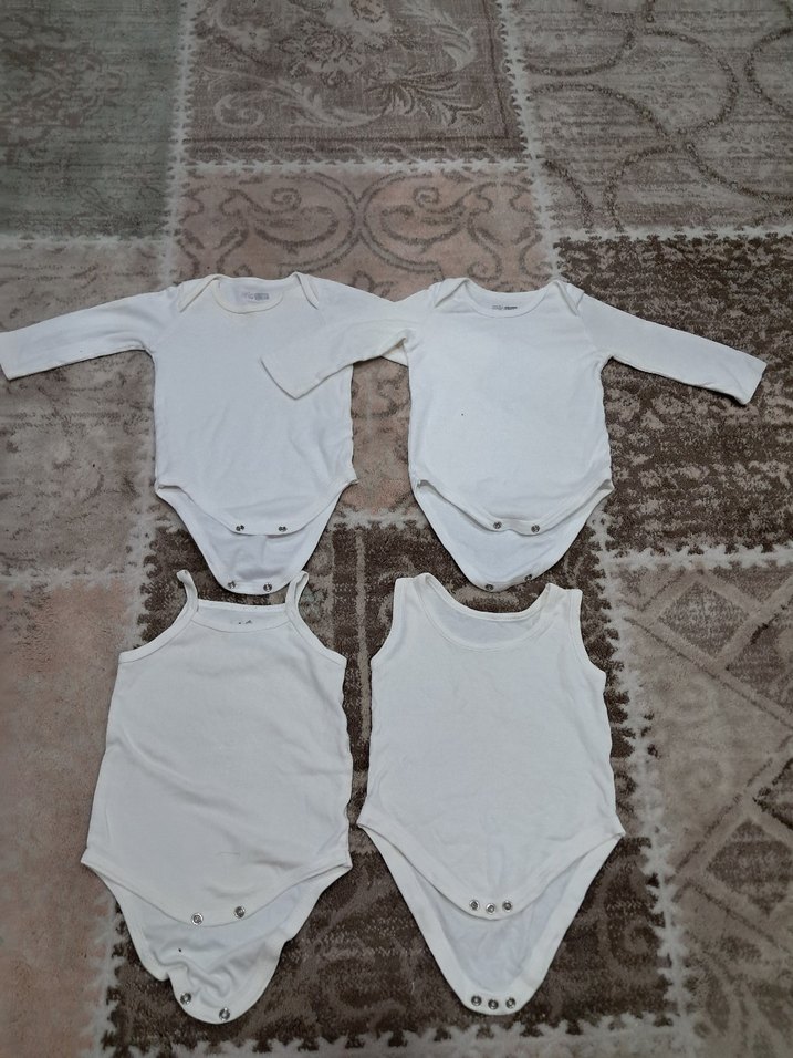 Beyaz Bebek Uzun Kollu ve Askılı Atlet Seti - Görsel 2