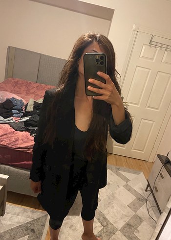 Siyah Kadın Uzun Kollu Fitted Blazer