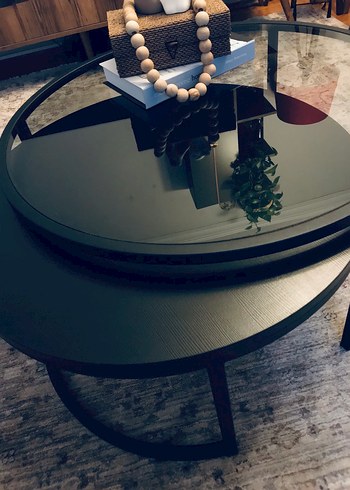 Siyah Yuvarlak Cam Sehpa - Görsel 2