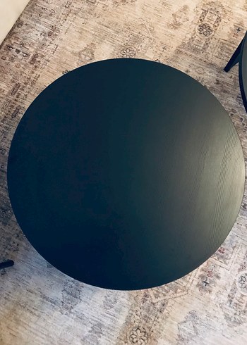 Siyah Yuvarlak Cam Sehpa - Görsel 4