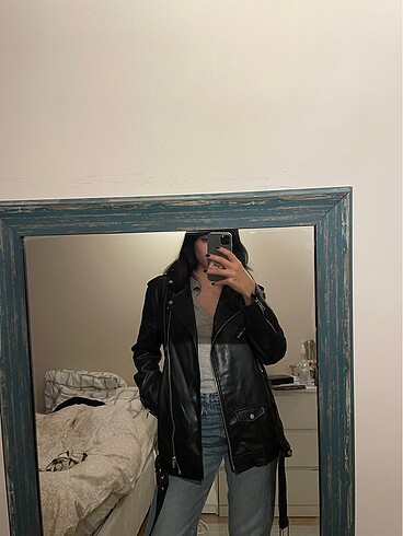s Beden siyah Renk Stradivarius deri ceket oversize