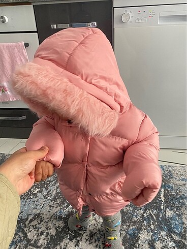 1 Yaş Beden pembe Renk Kız bebek mont