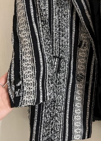 40 Beden Düğmeli Uzun Desenli Kadın Blazer