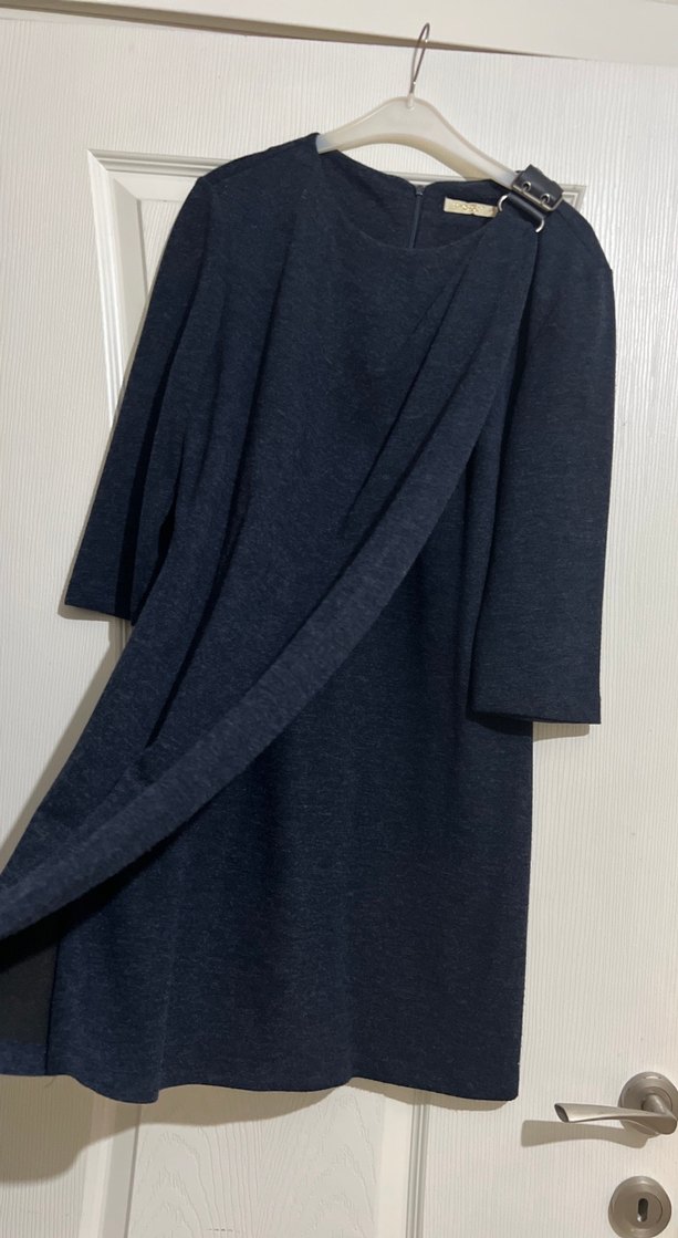 Lacivert Midi Kadın Triko Elbise - Görsel 4