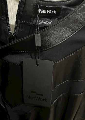 Deri Siyah Midi Kadın Elbise - Görsel 6