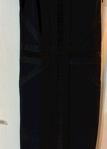 Siyah V Yaka Kolsuz Uzun Triko Elbise - Görsel 3