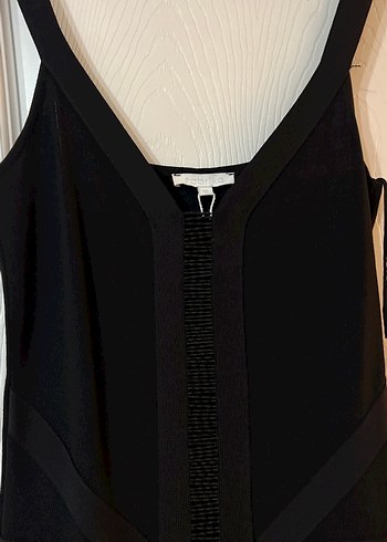 Siyah V Yaka Kolsuz Uzun Triko Elbise - Görsel 2