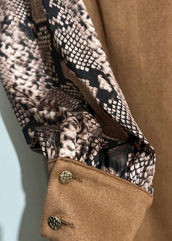 Yılan Desenli Süet Kadın elbise - Görsel 3