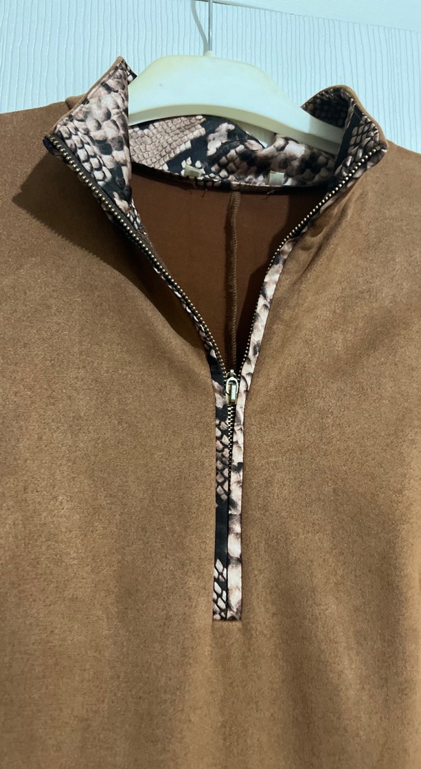 Yılan Desenli Süet Kadın elbise - Görsel 4