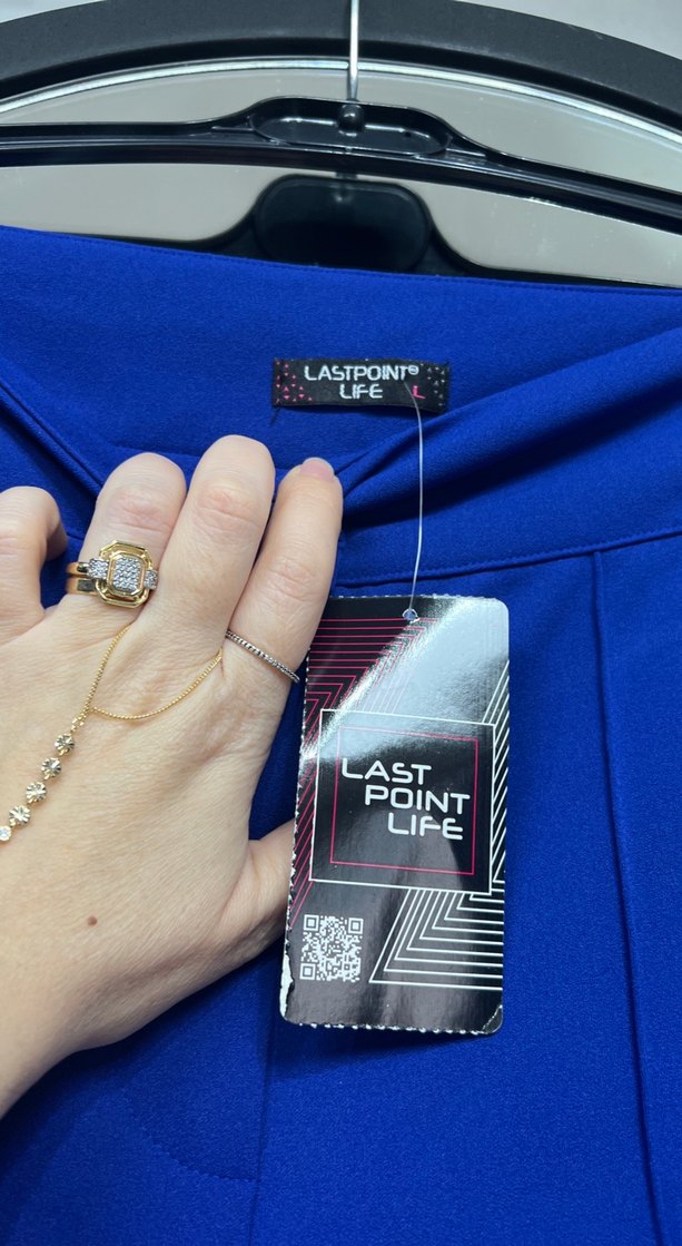 Parlak Mavi Pilili Kadın Kumaş Pantolon - Görsel 3