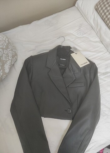 Pull and Bear Deri blazer ceket