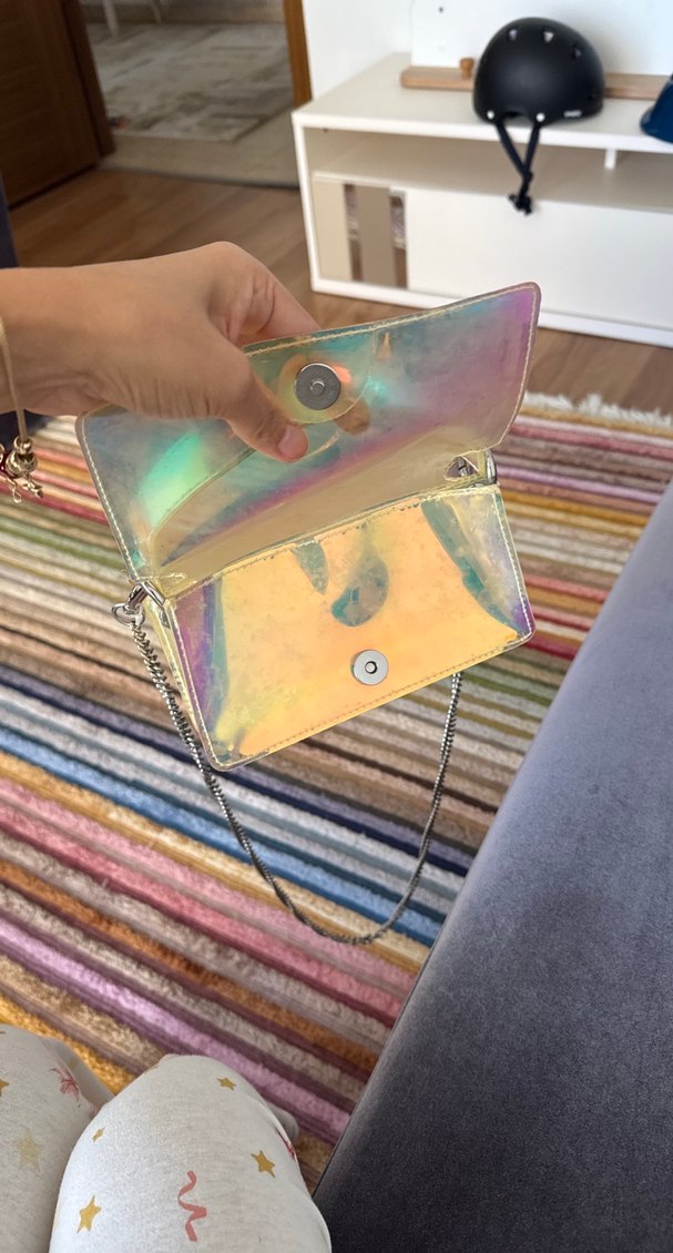 Zincir Detaylı Çok Renkli Tie-Dye Kadın Çanta - Görsel 4