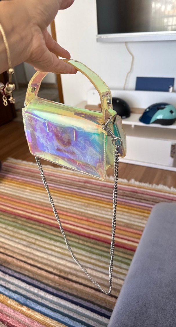 Zincir Detaylı Çok Renkli Tie-Dye Kadın Çanta - Görsel 2